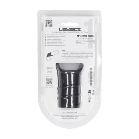 Silicone Cockring and Ribbed Sleeve - Black Levelz by Shots