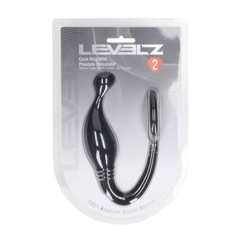 Silicone Cockring with Prostate Stimulator - L - Black Levelz