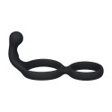 Silicone Double Cockring with Anal Stimulator - Black Levelz