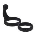 Silicone Double Cockring with Anal Stimulator - Black Levelz