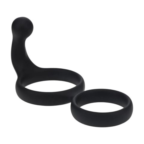 Silicone Double Cockring with Anal Stimulator - Black Levelz