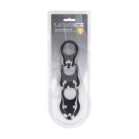 Silicone Training Cockring Set of 3 - S/M/L - Black Levelz by Shots