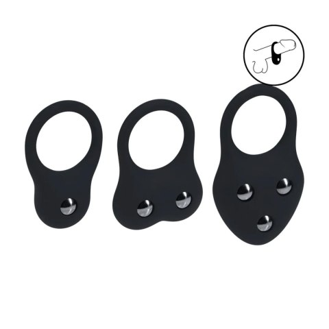 Silicone Training Cockring Set of 3 - S/M/L - Black Levelz by Shots