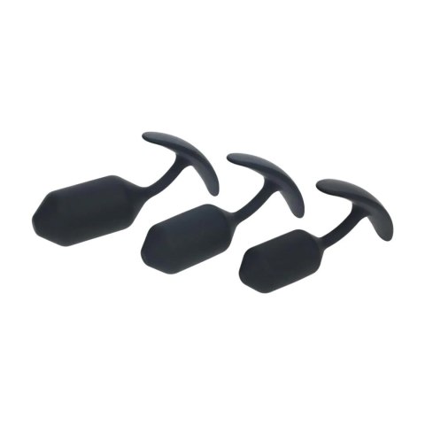 Silicone Weighted Anal Plug Training Set of 3 - Black Levelz