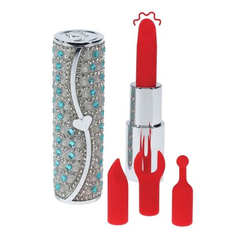 Tiffany - Lipstick Vibrator with 4 Attachments - Blue Loveline