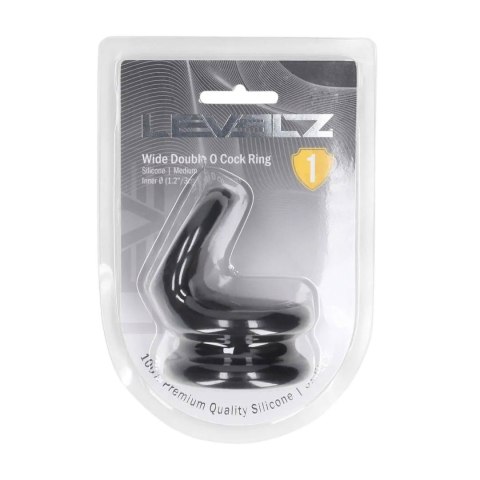 Wide Double O Silicone Cockring - M - Black Levelz