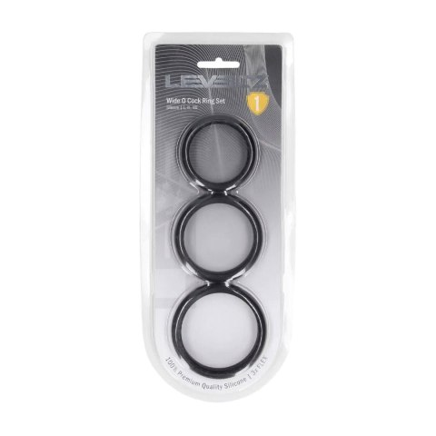 Wide O Silicone Cockring Set of 3 - L/XL/XXL - Black Levelz