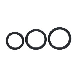 Wide O Silicone Cockring Set of 3 - L/XL/XXL - Black Levelz