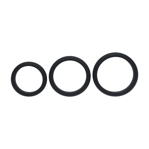 Wide O Silicone Cockring Set of 3 - L/XL/XXL - Black Levelz