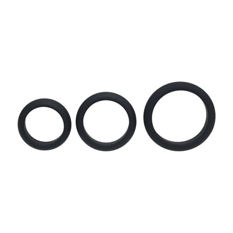 Wide O Silicone Cockring Set of 3 - S/M/L - Black Levelz