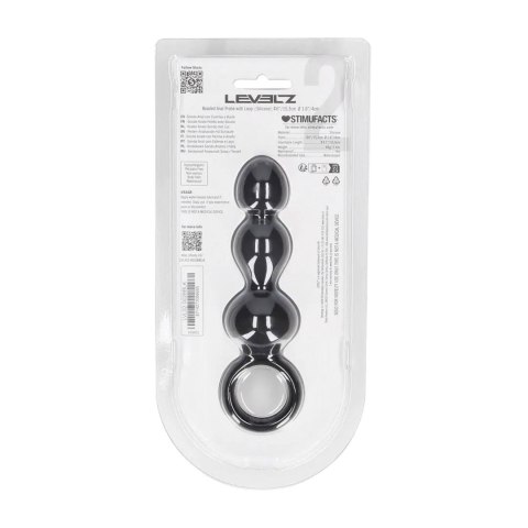 Beaded Silicone Anal Probe with Loop - Black Levelz by Shots