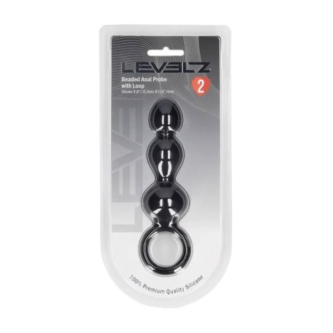 Beaded Silicone Anal Probe with Loop - Black Levelz by Shots