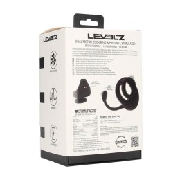 Dual Motor Silicone Cockring with Prostate Stimulator - Black Levelz by Shots