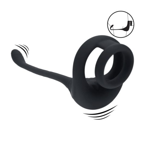 Dual Motor Silicone Cockring with Prostate Stimulator - Black Levelz by Shots
