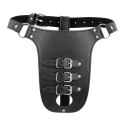 PU Leather Chastity Belt with Straps - Black Ouch!