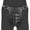 PU Leather Chastity Belt with Straps - Black Ouch!