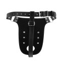 PU Leather Chastity Belt with Straps - Black Ouch!