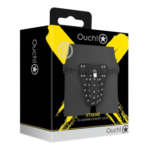 PU Leather Chastity Jock - Black Ouch!