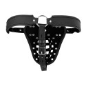 PU Leather Chastity Jock - Black Ouch!
