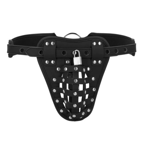 PU Leather Chastity Jock - Black Ouch!