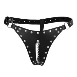 Stringi Czarny pas z łańcuszkiem i regulacją - Black Ouch!