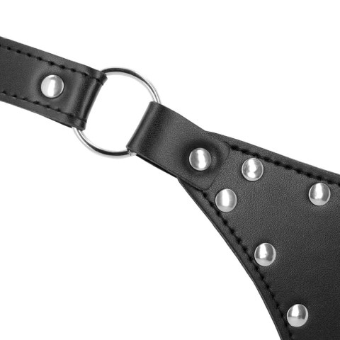 PU Leather Chastity Thong with Chain Detail - Black Ouch!