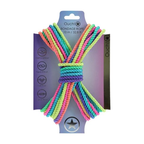 Polyester Bondage Rope - 32.8 ft / 10 m - Multicolor Bright Ouch!