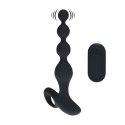 Remote Control Beaded Vibrating Silicone Anal Plug - Black Levelz
