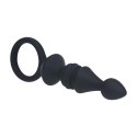 Ribbed Silicone Anal Probe with Loop - Black Levelz