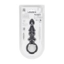 Ribbed Silicone Anal Probe with Loop - Black Levelz