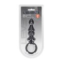 Ribbed Silicone Anal Probe with Loop - Black Levelz