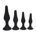 Slim Silicone Anal Plug Set of 4 - S/M/L/XL - Black Levelz
