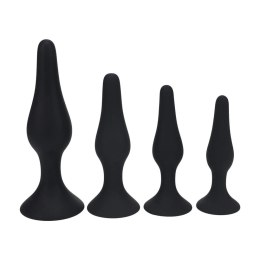 Slim Silicone Anal Plug Set of 4 - S/M/L/XL - Black Levelz