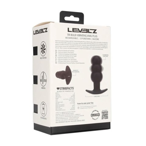 Tri Bulb Vibrating Silicone Anal Plug - Black Levelz