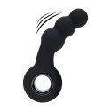 Vibrating Beaded Silicone Prostate Massager with Loop - Black Levelz