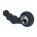 Vibrating Beaded Silicone Prostate Massager with Loop - Black Levelz