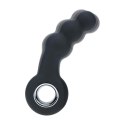 Vibrating Beaded Silicone Prostate Massager with Loop - Black Levelz