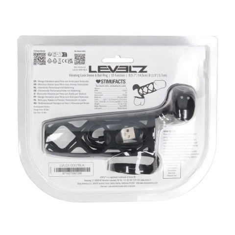 Vibrating Cage Silicone Cock Sleeve and Ball Ring - Black Levelz