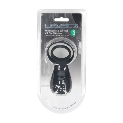 Vibrating Cock and Ball Ring with Paw Stimulator - Black Levelz