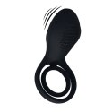 Vibrating Cock and Ball Ring with Winged Stimulator - Black Levelz