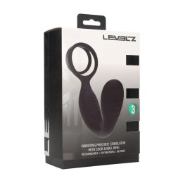 Vibrating Silicone Prostate Stimulator with Cock and Ball Ring - Black Levelz