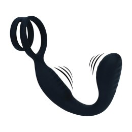 Vibrating Silicone Prostate Stimulator with Cock and Ball Ring - Black Levelz