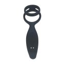 Vibrating Silicone Prostate Stimulator with Cock and Ball Ring - Black Levelz