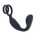 Vibrating Silicone Prostate Stimulator with Cock and Ball Ring - Black Levelz