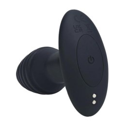 Vibrating and Rotating Ribbed Silicone Anal Plug - Black Levelz
