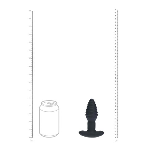Vibrating and Rotating Ribbed Silicone Anal Plug - Black Levelz
