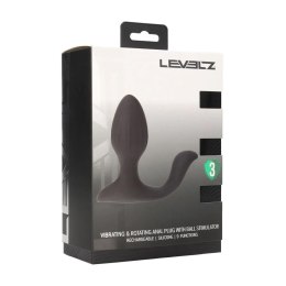 Vibrating and Rotating Silicone Anal Plug with Ball Stimulator - Black Levelz