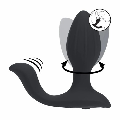 Vibrating and Rotating Silicone Anal Plug with Ball Stimulator - Black Levelz