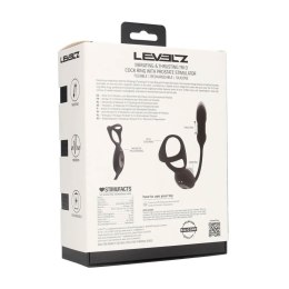 Vibrating and Thrusting Silicone Tri O Cockring with Prostate Stimulator - Black Levelz by Shots