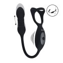 Vibrating and Thrusting Silicone Tri O Cockring with Prostate Stimulator - Black Levelz by Shots